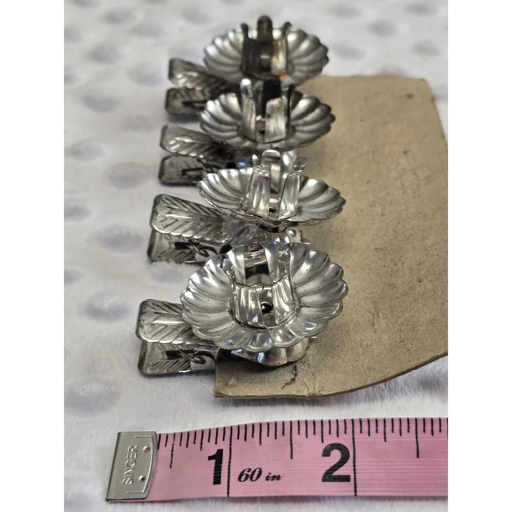 Vintage Christmas Tree Candle Clips Silver Lot Of 4 Original Xmas West Germany